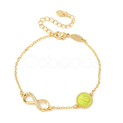 Sports Brass Micro Pave Cubic Zirconia Infinity Link Bracelets BJEW-D386-01A-G-1