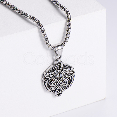 Retro Double Dragon Punk Hip-hop Street Fashion 304 Stainless Steel Pendant Necklaces YF8370-1-1