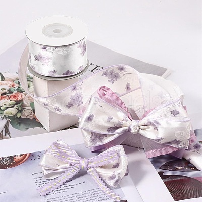 Polyester Lock Edge Printed Flower Ribbon PW-WG70ADC-02-1