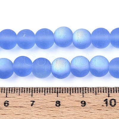 Frosted Transparent Glass Beads Strands GLAA-T032-T8mm-MBB04-1