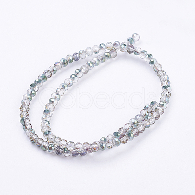 Half Plated Faceted Rondelle Electroplate Glass Bead Strands X-EGLA-D020-3x2mm-15-1