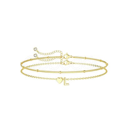 2Pcs 2 Styles Brass Beaded Bracelets & Satellite Chains Bracelets for Women FS-WG4A116-11-1