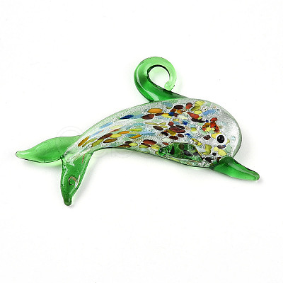 Handmade Silver Foil Lampwork Big Pendants LAMP-T023-13D-1