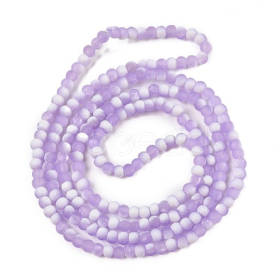 Frosted Crackle Glass Beads Strands GLAA-U001-4mm-M04-1