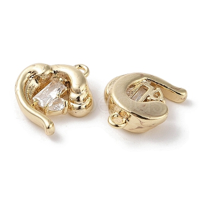 Brass Micro Pave Clear Cubic Zirconia Charms KK-G491-30G-1