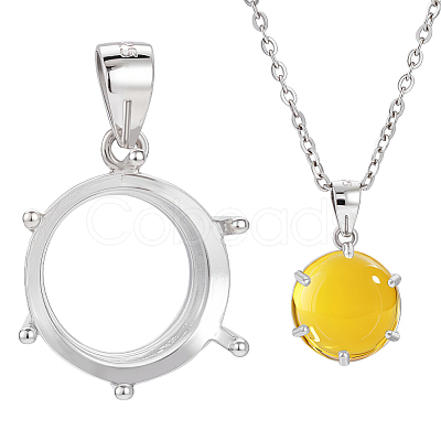 1Pc 925 Sterling Silver Pendant Cabochon Settings STER-BC0003-55A-1