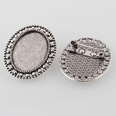 Vintage Alloy Brooch Cabochon Bezel Settings X-PALLOY-O038-33AS-1