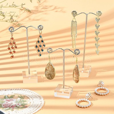 3Pcs T Bar Earring Organic Glass Displays Sets X-EDIS-G012-01-1