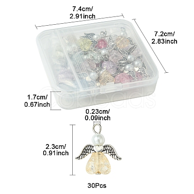 30Pcs Angel Acrylic & Glass Pendant PALLOY-FZ00016-1