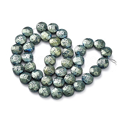 Electroplated Natural Lava Rock Beads Strands G-A256-F01-01G-1
