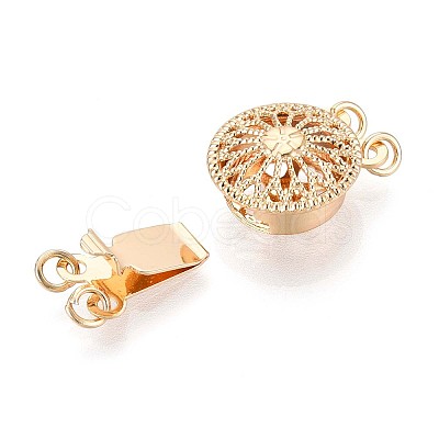 Rack Plating Flower Brass Box Clasps X-KK-QA183-99G-1
