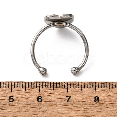 304 Stainless Steel Open Cuff Ring Components STAS-S134-01P-D01-1