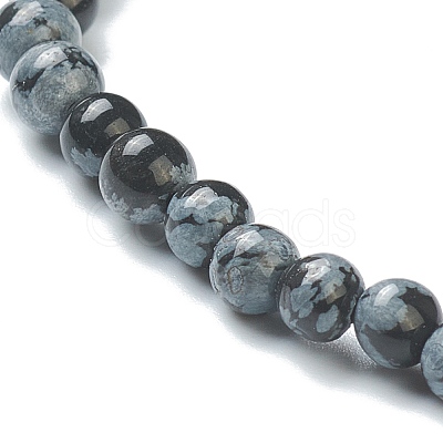 Natural Snowflake Obsidian Beaded Stretch Bracelets BJEW-D446-A-45-1