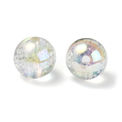 UV Plating Transparent Rainbow Iridescent Acrylic Beads TACR-D010-07B-1