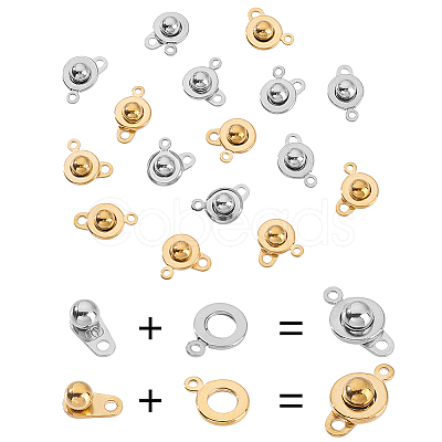 16 Sets 2 Colors 201 Stainless Steel Snap Clasps STAS-HY0001-90-1
