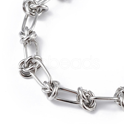 Non-Tarnish 304 Stainless Steel Oval & Knot Link Chain Bracelets for Men Women BJEW-G669-17P-1