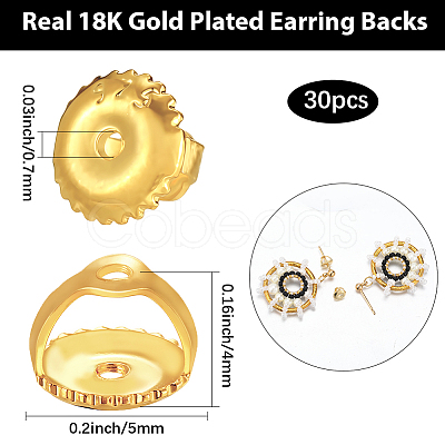 30Pcs Brass Ear Nuts KK-BBC0019-92G-1
