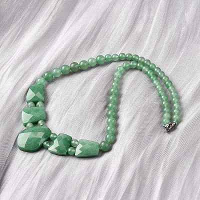 Natural Green Aventurine Faceted Bib Graduated Beaded Necklaces for Women NJEW-B128-01K-1