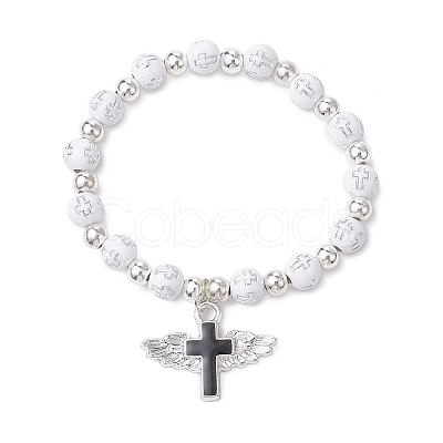 Plating Acrylic Stretch Bracelets BJEW-JB11043-02-1