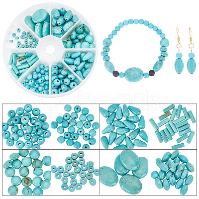 185Pcs 8 Styles Synthetic Turquoise Dyed Beads Strands TURQ-AR0001-37-1