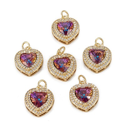 Brass Micro Pave Cubic Zirconia Pendants KK-G404-A-01H-G-1