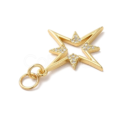 Rack Plating Brass Micro Pave Clear Cubic Zirconia Pendants X-KK-F853-14G-1