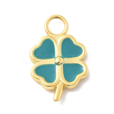 925 Sterling Silver Light Sea Green Enamel Charms STER-Z012-01G-07-1