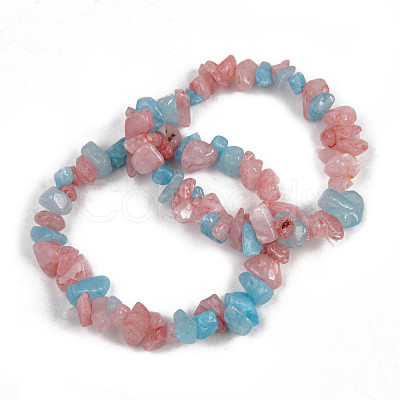 Unisex Chip Natural White Jade Beaded Stretch Bracelets BJEW-S143-12-1-1