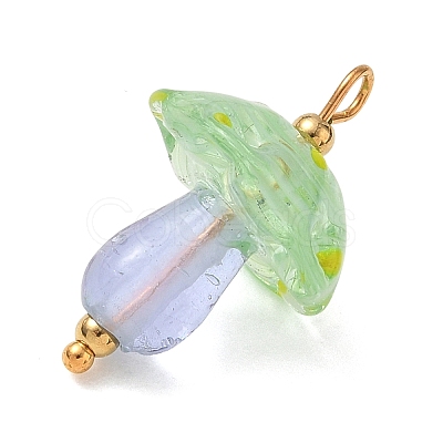 304 Stainless Steel with Handmade Bumpy Lampwork Pendants LA-CBA4231-01F-G-1