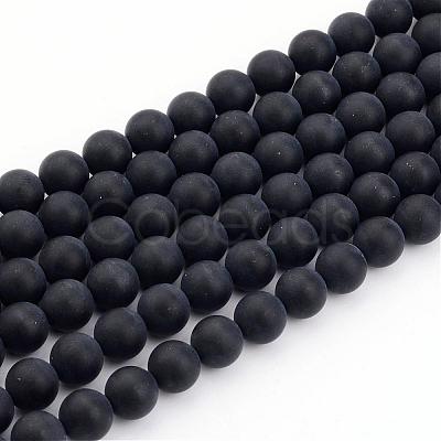 Dyed & Heated Natural Black Agate Bead Strands G-H056-10mm-1