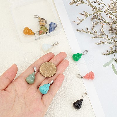 10Pcs 10 Style Gemstone Pendants G-PH0001-37-1