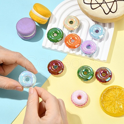 10Pcs UV Plating Opaque Acrylic Beads MACR-YW0004-39-1