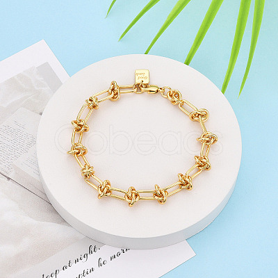 Brass Paperclip Chain Bracelets for Women BJEW-N032-02G-1