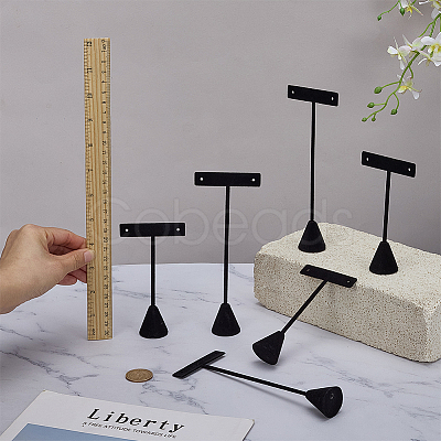 6Ppcs 2 Sizes T Bar Flocking Iron Dangle Earring Display Riser Stands EDIS-WH0043-002-1