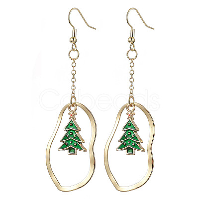 4 Pairs 4 Styles Christmas Alloy Enamel Dangle Earrings EJEW-JE06136-1