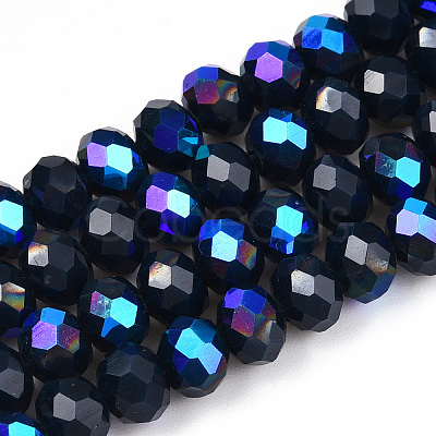 Electroplate Opaque Solid Color Glass Beads Strands EGLA-A034-P1mm-L22-1