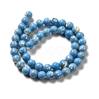 Synthetic Turquoise and Sea Shell Assembled Beads Strands G-D482-01C-04-1