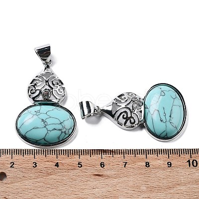 Synthetic Turquoise Oval Pendants G-A093-02P-03-1