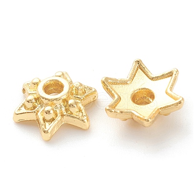 Rack Plating Alloy Flower Bead Caps X-KK-J277-10G-1