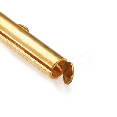 Brass Slide On End Clasp Tubes KK-TA0007-29G-1