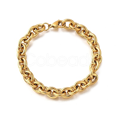 304 Stainless Steel Cable Chain Bracelets for Women BJEW-Q050-01A-G-1