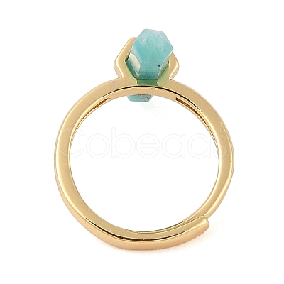 Double Pointed Hexagonal Prism Natural Amazonite Adjustable Rings for Women RJEW-G327-01G-08-1