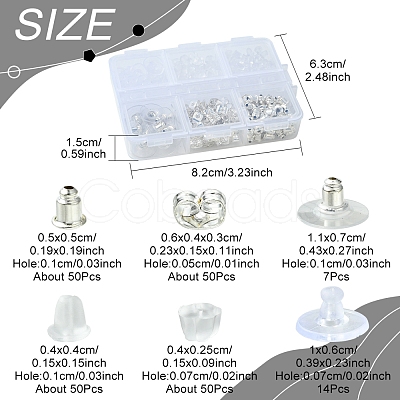 6 Styles Brass Bullet Clutch Bullet Clutch Earring Backs with Pad FIND-FS0003-08P-1