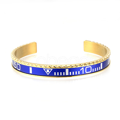 304 Stainless Steel Cuff Bangles BJEW-Q684-05G-1