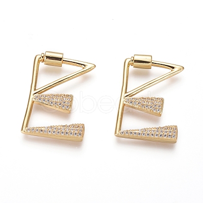Brass Micro Pave Cubic Zirconia Screw Carabiner Lock Charms KK-I033-01G-E-1