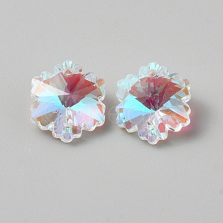 Transparent Faceted Glass Connector Charms GLAA-WH20008-05D-01-1