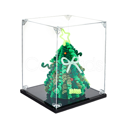 Acrylic Minifigures Display Cases with Black Base ODIS-WH0079-068C-1