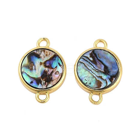 Brass Pave Natural Paua Shell Connector Charms KK-M299-01D-G-1