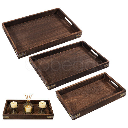 3Pcs 3 Styles Wood Tea Tray AJEW-PH0009-97-1