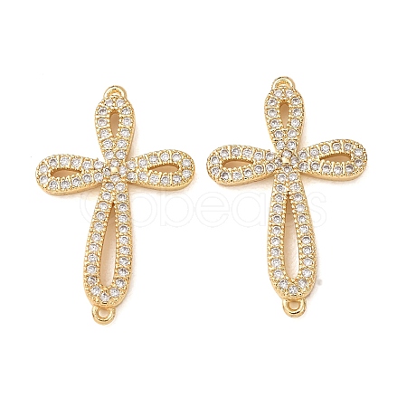Brass Micro Pave Clear Cubic Zirconia Connector Charms CU-CBA4579-08G-B-1